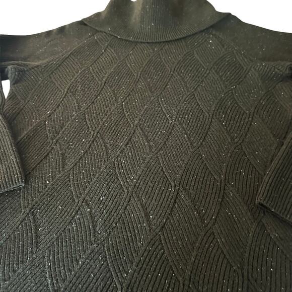 Talbots Sweater Plus X Dark Sage Patterned Loose chunky turtle hip length - Picture 4 of 9